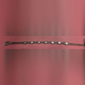 Brown Leather Bracelet with Silver Heart Accents